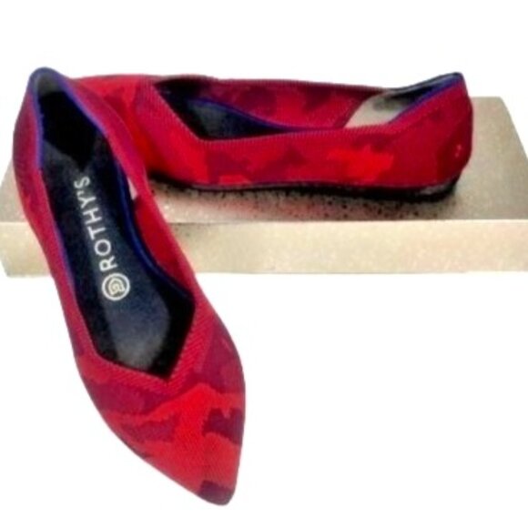 Rothy's Women's Size 9 The Point Ballet Flats Red Camo Print Retired - Picture 1 of 6